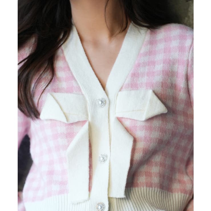 フロントリボンギンガムチェックニットプルオーバー | SAISON DE PAPILLON  | 詳細画像25 