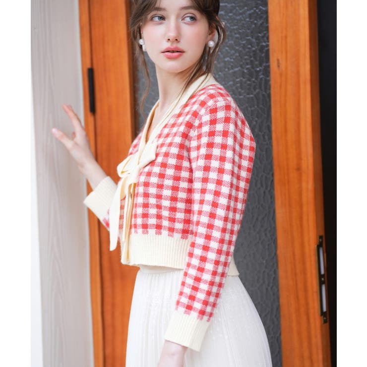 フロントリボンギンガムチェックニットプルオーバー | SAISON DE PAPILLON  | 詳細画像29 