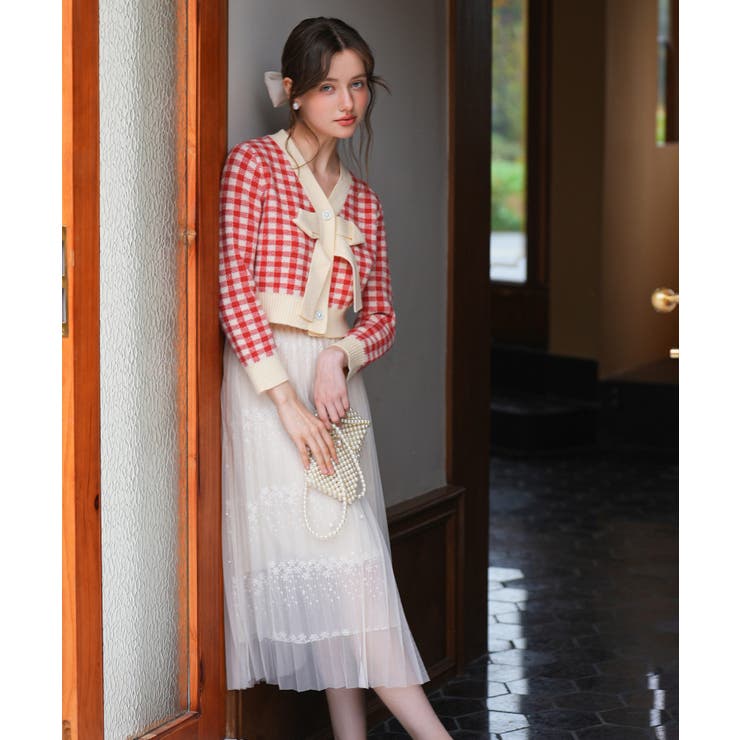 フロントリボンギンガムチェックニットプルオーバー | SAISON DE PAPILLON  | 詳細画像31 