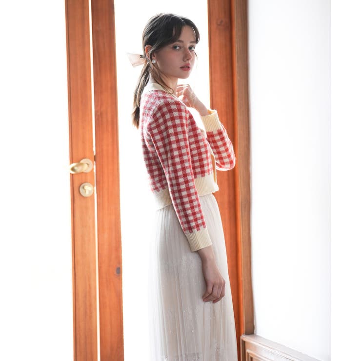 フロントリボンギンガムチェックニットプルオーバー | SAISON DE PAPILLON  | 詳細画像35 