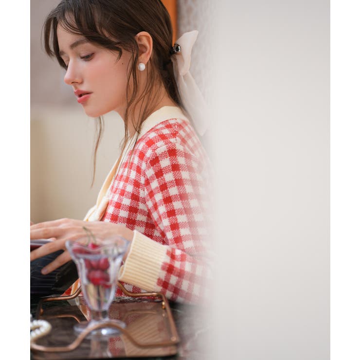 フロントリボンギンガムチェックニットプルオーバー | SAISON DE PAPILLON  | 詳細画像39 