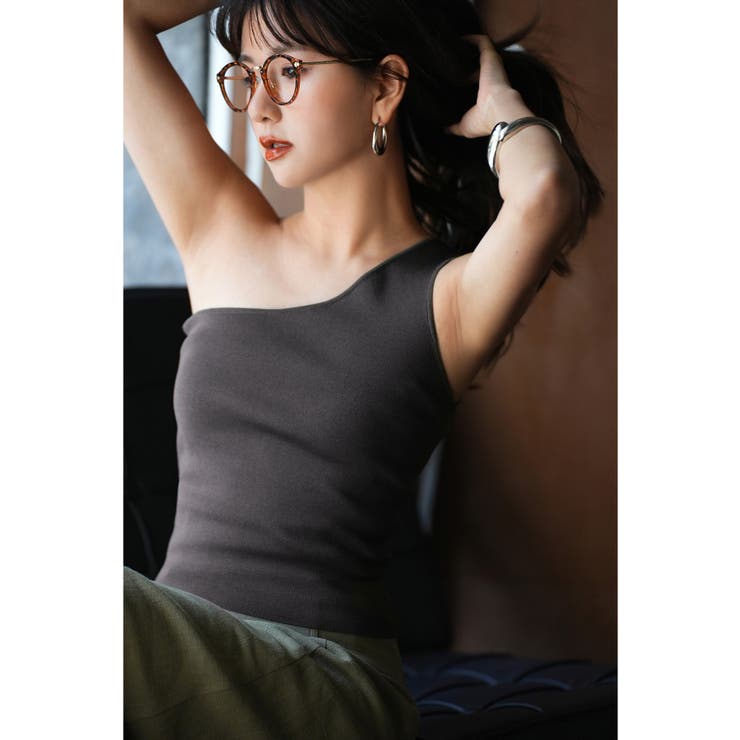 18SS FUMIKA_UCHIDA 定番タンクトップ ワンショルダー ブラウン 18SS FUMIKA_UCHIDA 定番タンクトップ ワンショルダー ブラウン