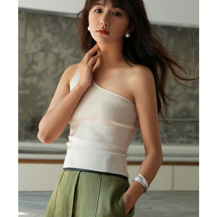 ワンショルダーニットタンクトップ | SAISON DE PAPILLON  | 詳細画像3 