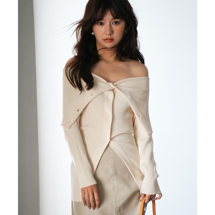 オフショルダーリブニットプルオーバー | SAISON DE PAPILLON  | 詳細画像9 