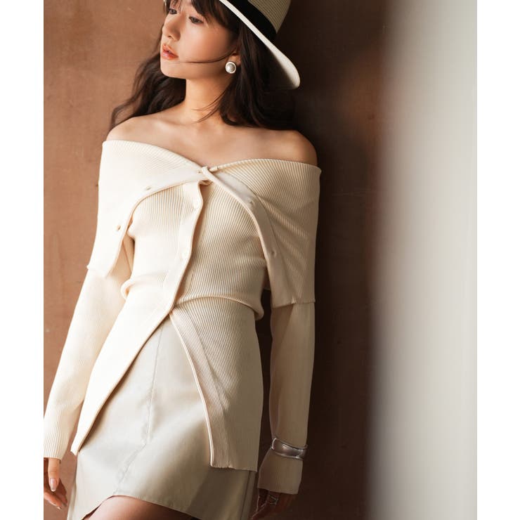 オフショルダーリブニットプルオーバー | SAISON DE PAPILLON  | 詳細画像12 