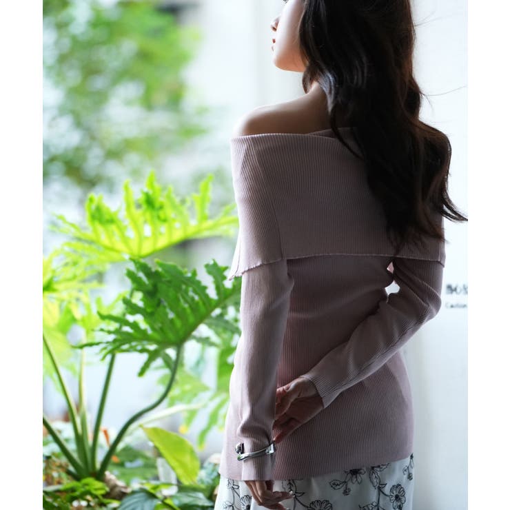 オフショルダーリブニットプルオーバー | SAISON DE PAPILLON  | 詳細画像18 