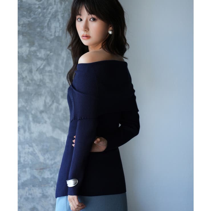 オフショルダーリブニットプルオーバー | SAISON DE PAPILLON  | 詳細画像29 