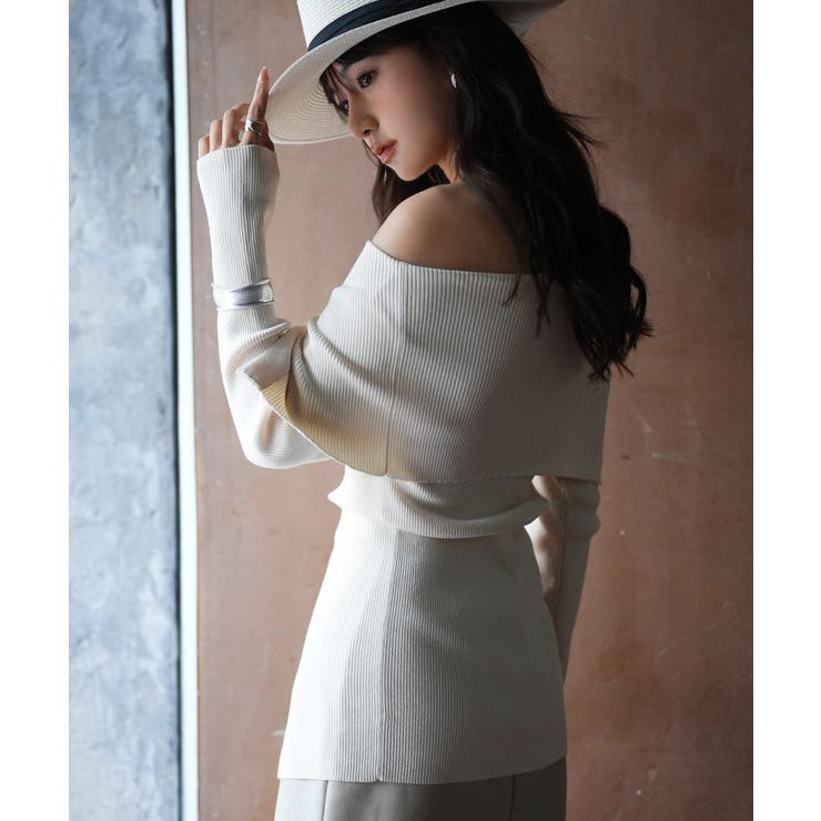 オフショルダーリブニットプルオーバー | SAISON DE PAPILLON  | 詳細画像4 