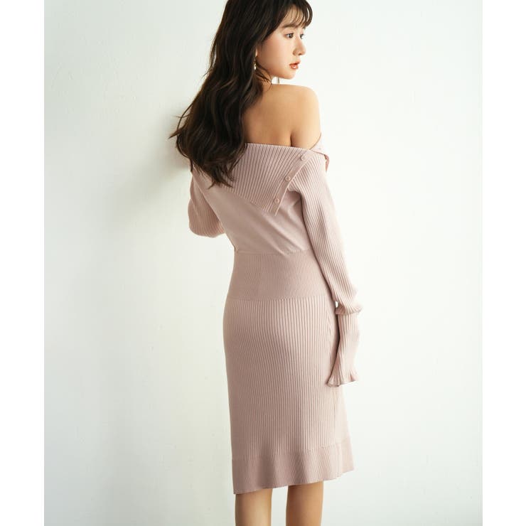 オフショルダー膝丈ニットワンピース | SAISON DE PAPILLON  | 詳細画像21 