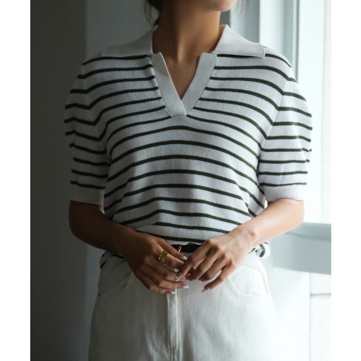 衿付きボリュームスリーブサマーニット | SAISON DE PAPILLON  | 詳細画像3 