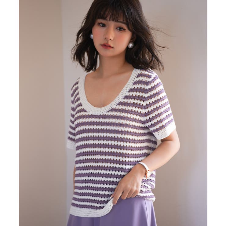 クープネックボーダーサマーニット | SAISON DE PAPILLON  | 詳細画像8 