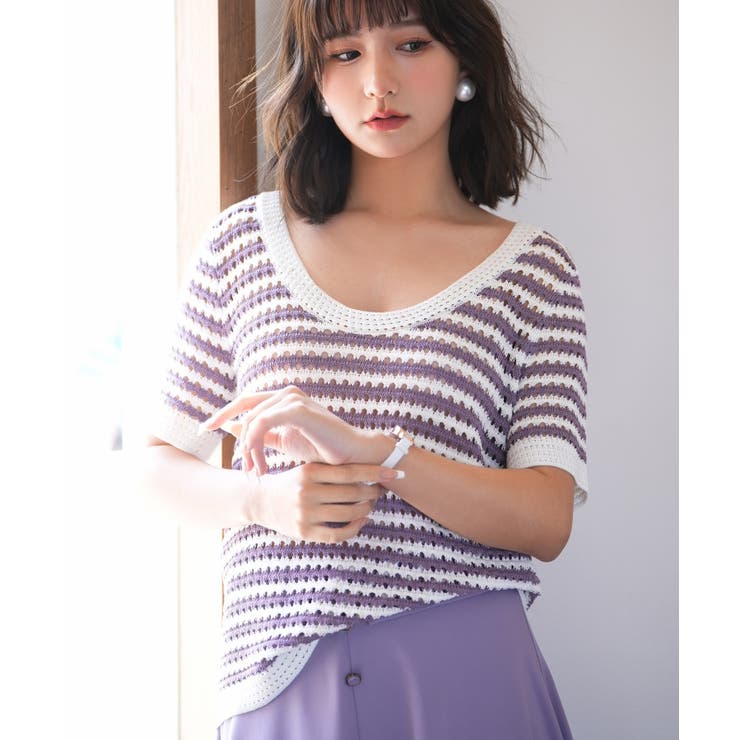 クープネックボーダーサマーニット | SAISON DE PAPILLON  | 詳細画像12 