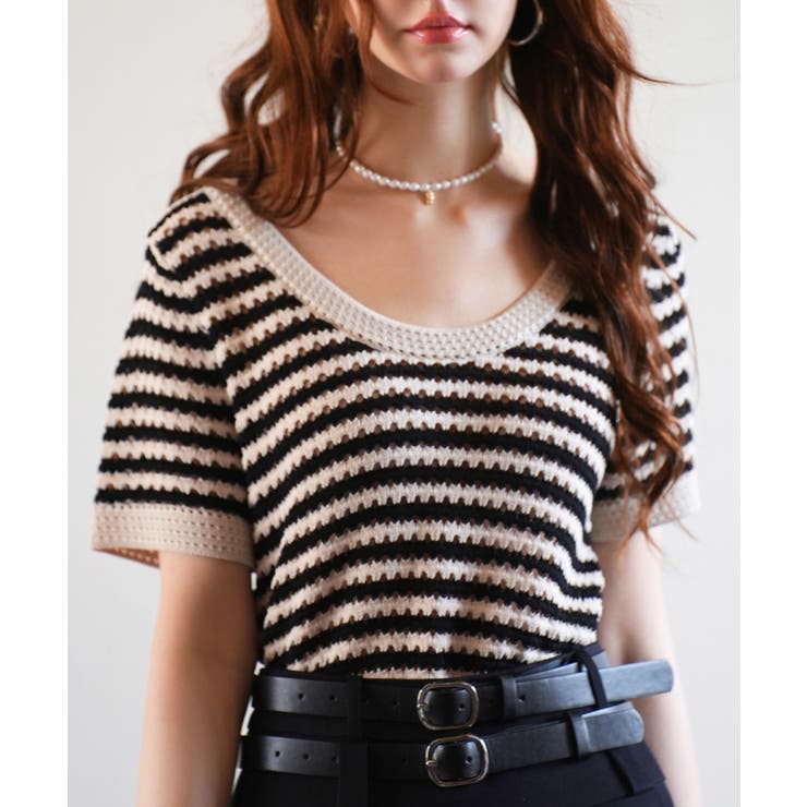 クープネックボーダーサマーニット | SAISON DE PAPILLON  | 詳細画像15 