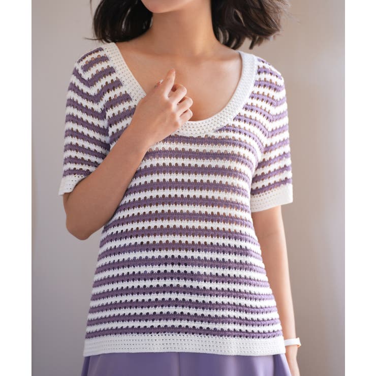 クープネックボーダーサマーニット | SAISON DE PAPILLON  | 詳細画像3 