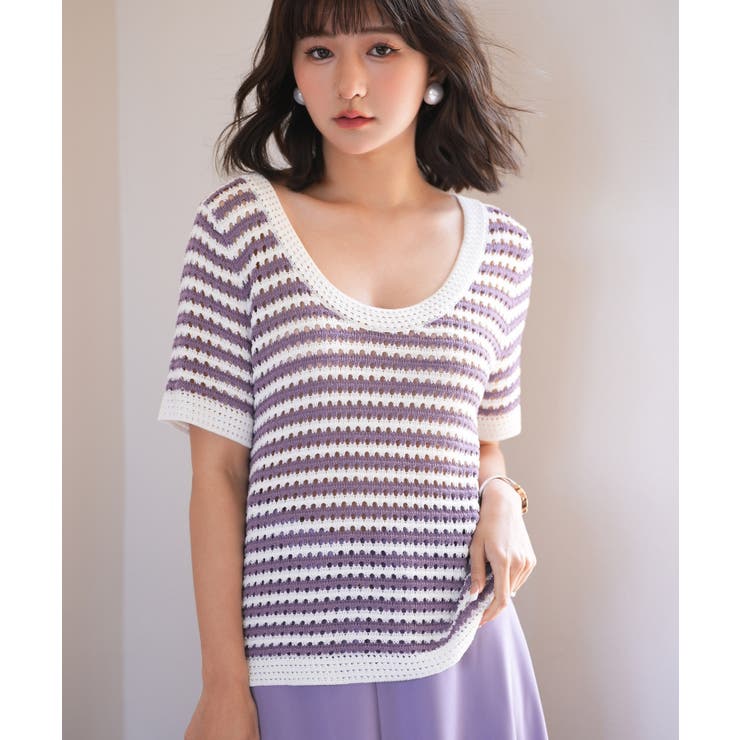 クープネックボーダーサマーニット | SAISON DE PAPILLON  | 詳細画像5 