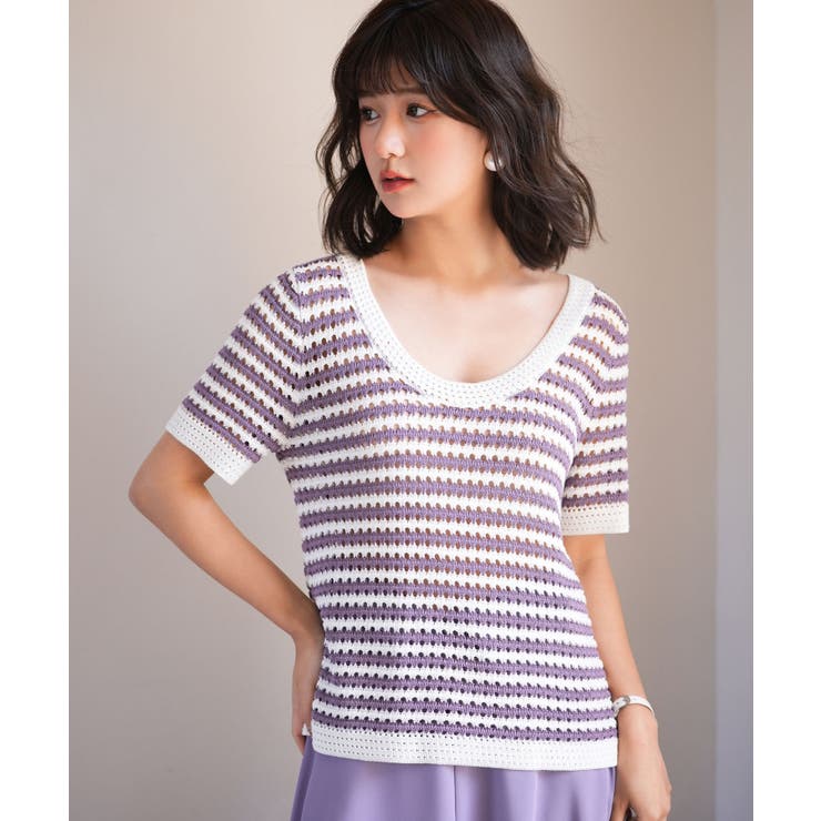 クープネックボーダーサマーニット | SAISON DE PAPILLON  | 詳細画像6 