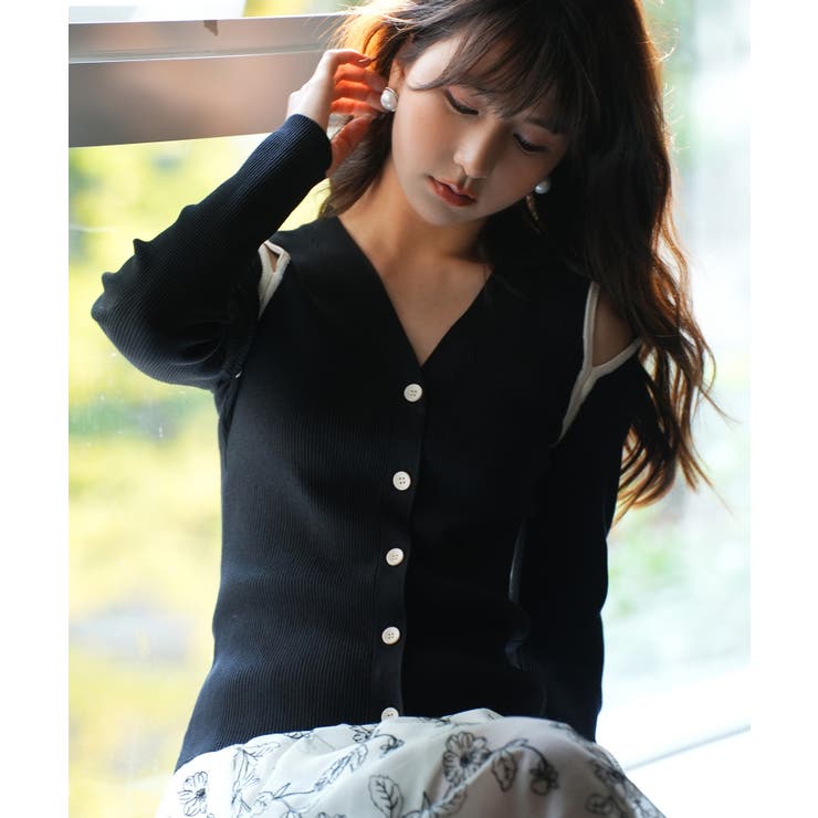 配色オープンショルダーニットプルオーバー | SAISON DE PAPILLON  | 詳細画像8 