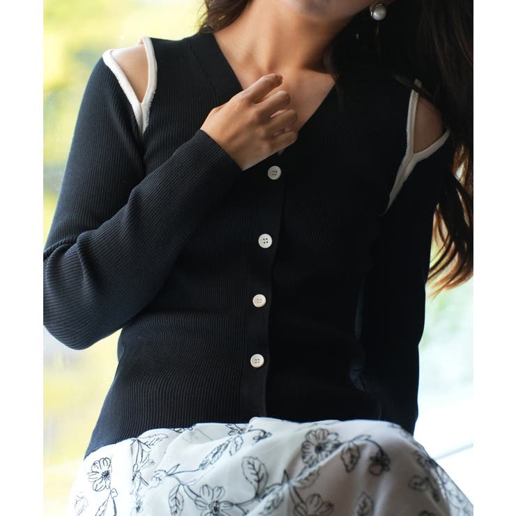 配色オープンショルダーニットプルオーバー | SAISON DE PAPILLON  | 詳細画像10 