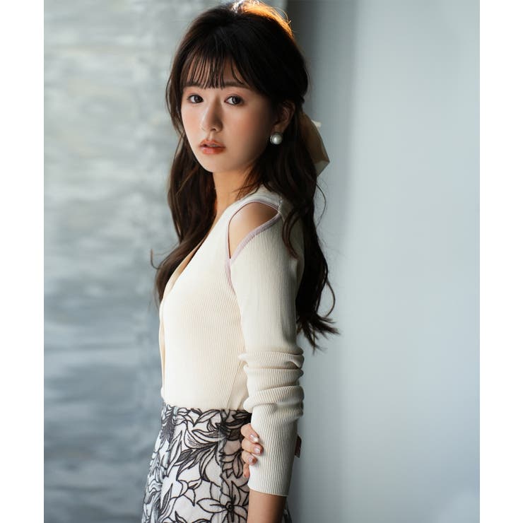 配色オープンショルダーニットプルオーバー | SAISON DE PAPILLON  | 詳細画像13 