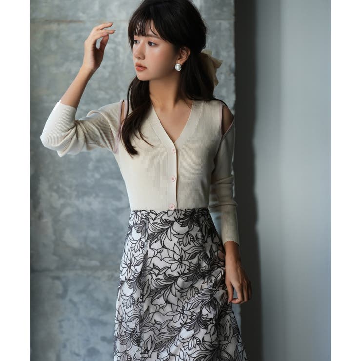 配色オープンショルダーニットプルオーバー | SAISON DE PAPILLON  | 詳細画像17 