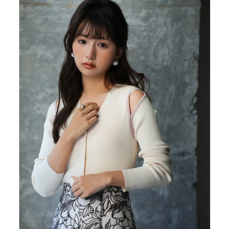 配色オープンショルダーニットプルオーバー | SAISON DE PAPILLON  | 詳細画像19 