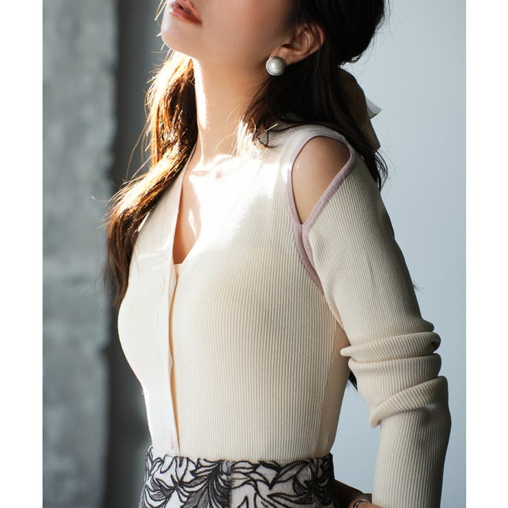 配色オープンショルダーニットプルオーバー | SAISON DE PAPILLON  | 詳細画像24 