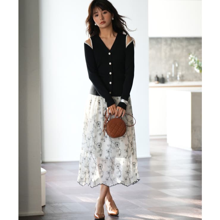 配色オープンショルダーニットプルオーバー | SAISON DE PAPILLON  | 詳細画像4 