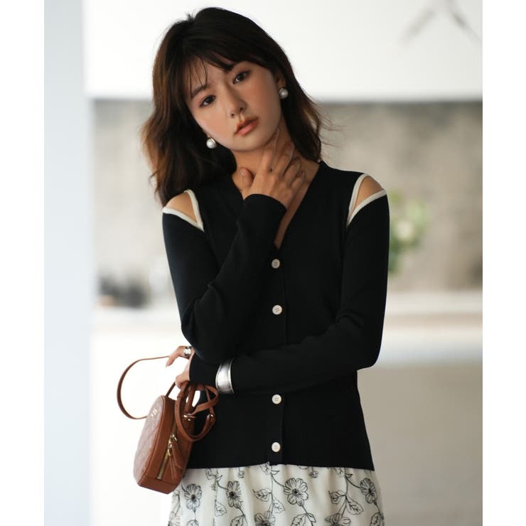 配色オープンショルダーニットプルオーバー | SAISON DE PAPILLON  | 詳細画像6 