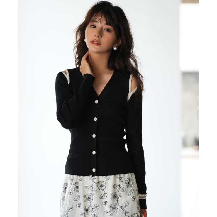 配色オープンショルダーニットプルオーバー | SAISON DE PAPILLON  | 詳細画像7 