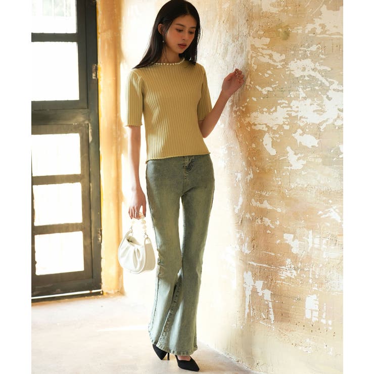 パールネック付きショート丈サマーニット | SAISON DE PAPILLON  | 詳細画像23 