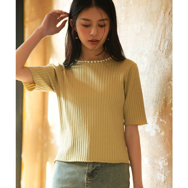 パールネック付きショート丈サマーニット | SAISON DE PAPILLON  | 詳細画像25 