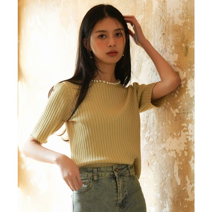 パールネック付きショート丈サマーニット | SAISON DE PAPILLON  | 詳細画像26 