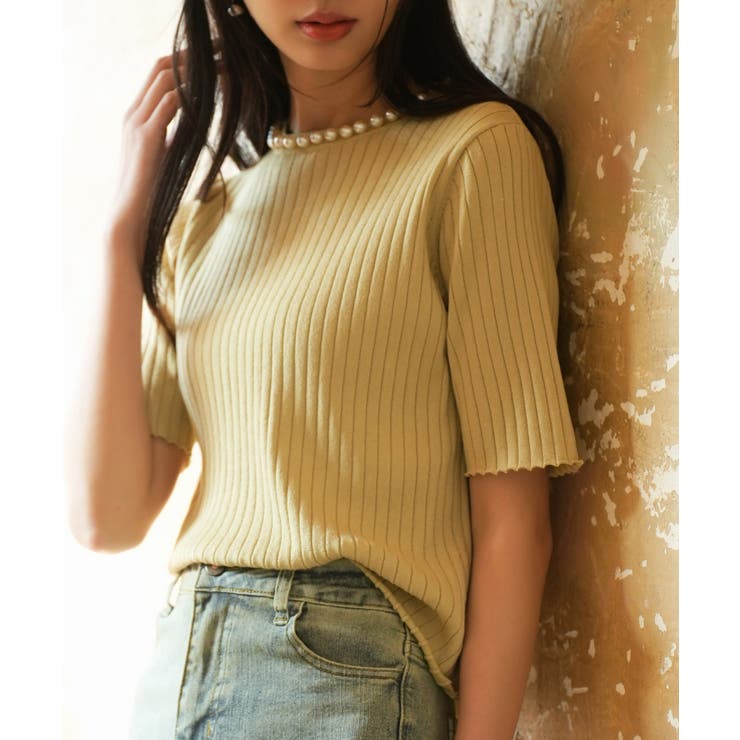 パールネック付きショート丈サマーニット | SAISON DE PAPILLON  | 詳細画像28 