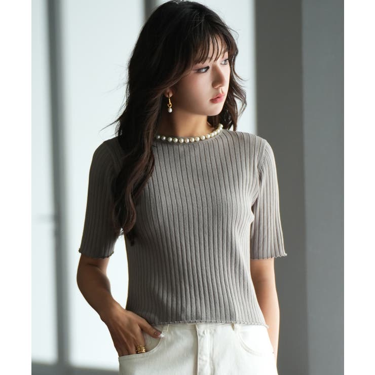 パールネック付きショート丈サマーニット | SAISON DE PAPILLON  | 詳細画像29 