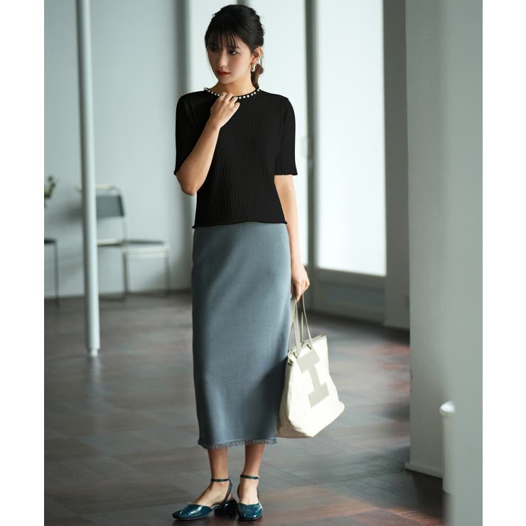 パールネック付きショート丈サマーニット | SAISON DE PAPILLON  | 詳細画像35 