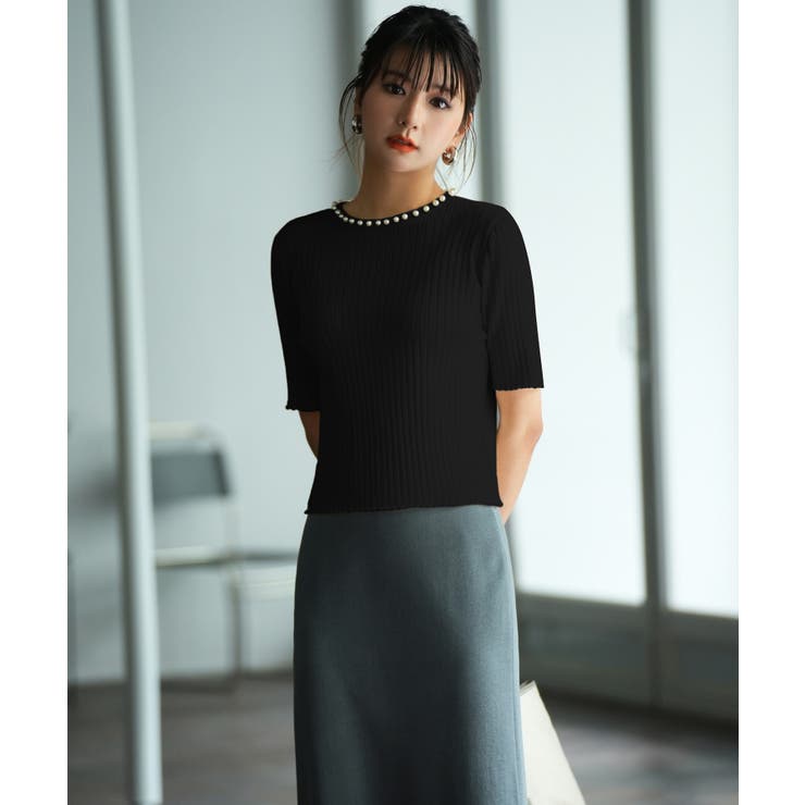 パールネック付きショート丈サマーニット | SAISON DE PAPILLON  | 詳細画像36 