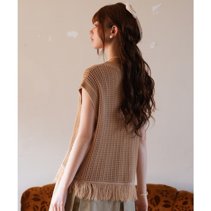 透かし編みフリンジデザインサマーニット | SAISON DE PAPILLON  | 詳細画像7 