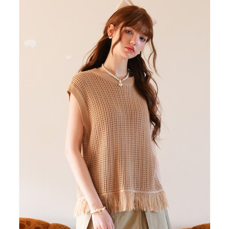 透かし編みフリンジデザインサマーニット | SAISON DE PAPILLON  | 詳細画像11 