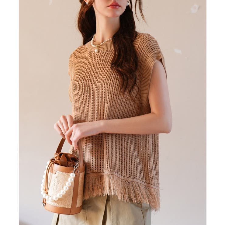 透かし編みフリンジデザインサマーニット | SAISON DE PAPILLON  | 詳細画像14 