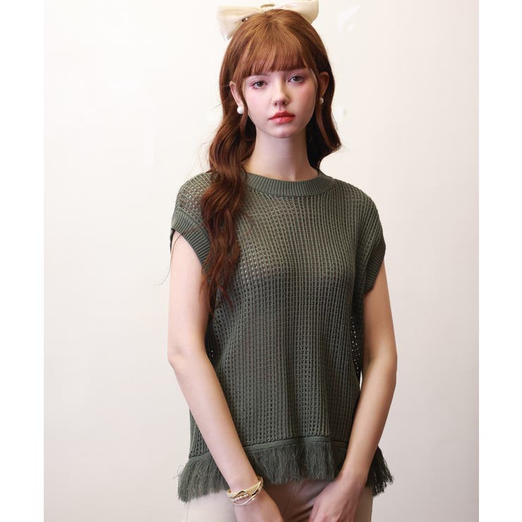 透かし編みフリンジデザインサマーニット | SAISON DE PAPILLON  | 詳細画像25 