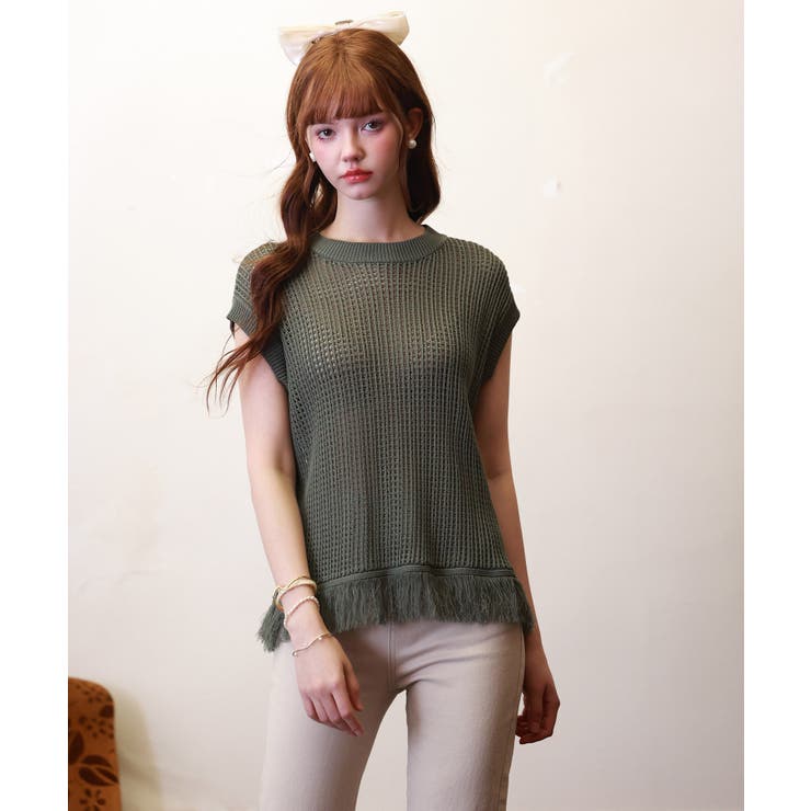 透かし編みフリンジデザインサマーニット | SAISON DE PAPILLON  | 詳細画像28 