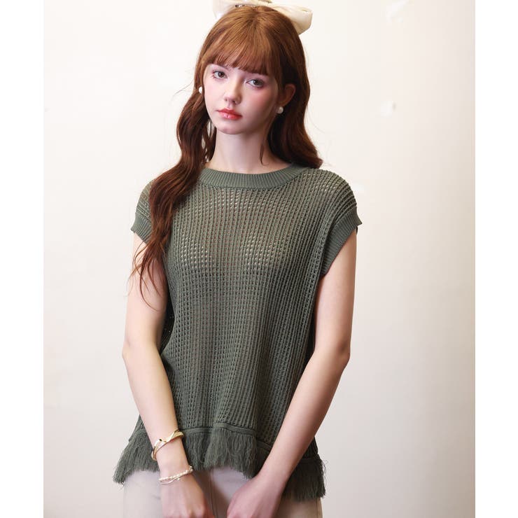 透かし編みフリンジデザインサマーニット | SAISON DE PAPILLON  | 詳細画像29 