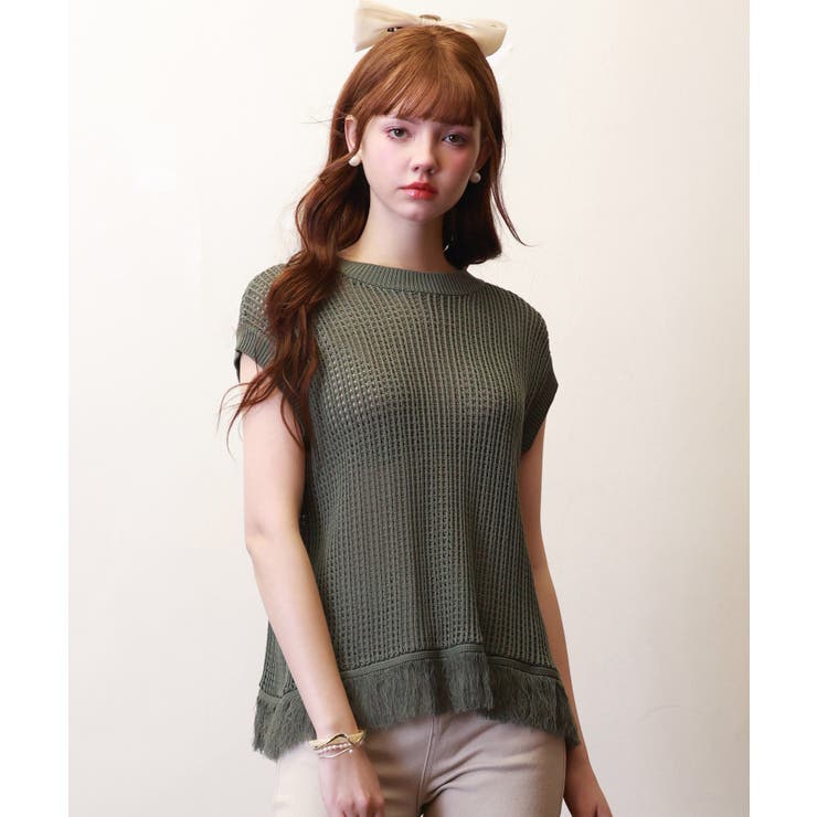 透かし編みフリンジデザインサマーニット | SAISON DE PAPILLON  | 詳細画像30 