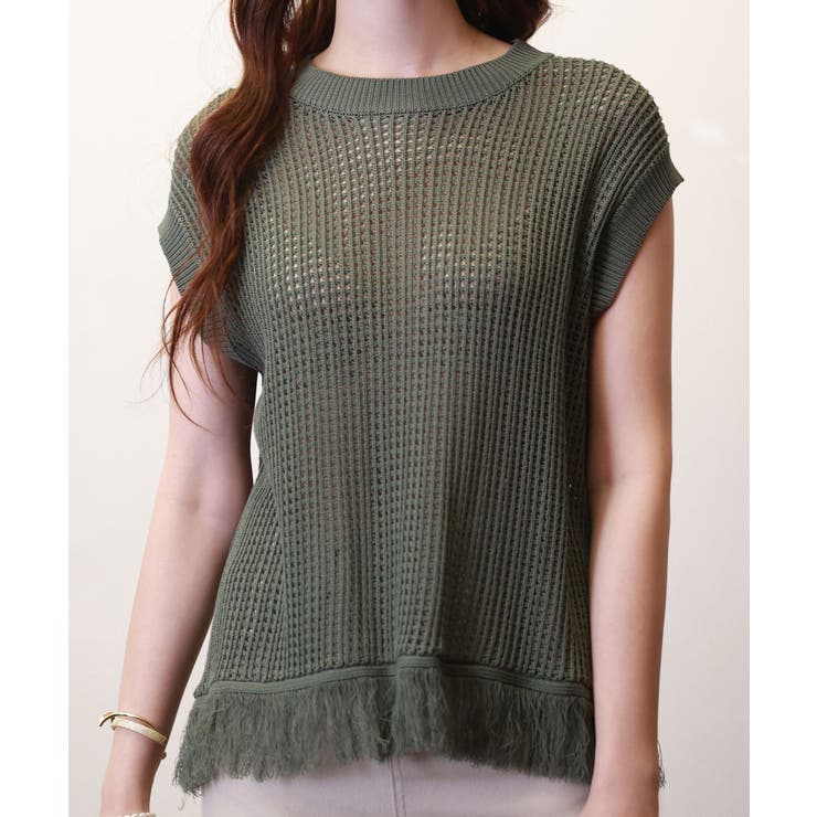 透かし編みフリンジデザインサマーニット | SAISON DE PAPILLON  | 詳細画像34 