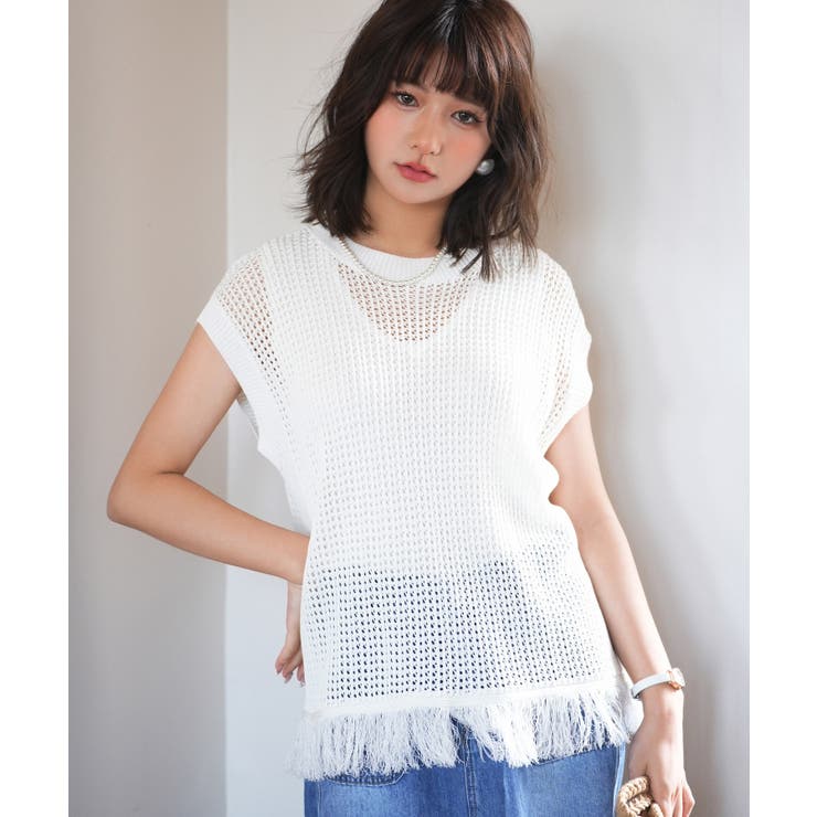 透かし編みフリンジデザインサマーニット | SAISON DE PAPILLON  | 詳細画像35 
