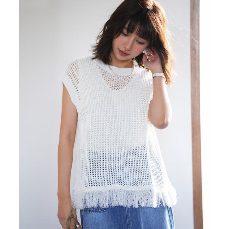 透かし編みフリンジデザインサマーニット | SAISON DE PAPILLON  | 詳細画像36 