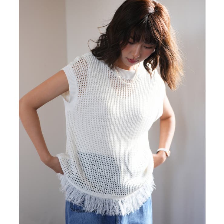 透かし編みフリンジデザインサマーニット | SAISON DE PAPILLON  | 詳細画像37 