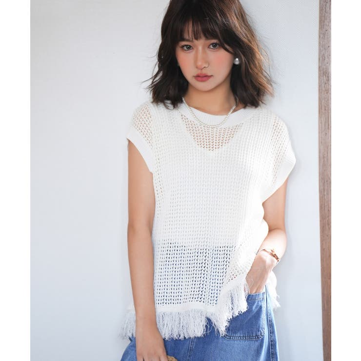 透かし編みフリンジデザインサマーニット | SAISON DE PAPILLON  | 詳細画像39 