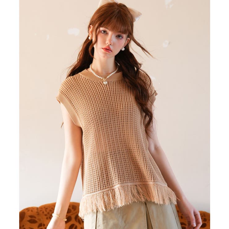 透かし編みフリンジデザインサマーニット | SAISON DE PAPILLON  | 詳細画像4 
