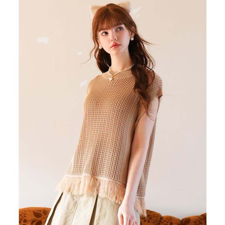 透かし編みフリンジデザインサマーニット | SAISON DE PAPILLON  | 詳細画像6 
